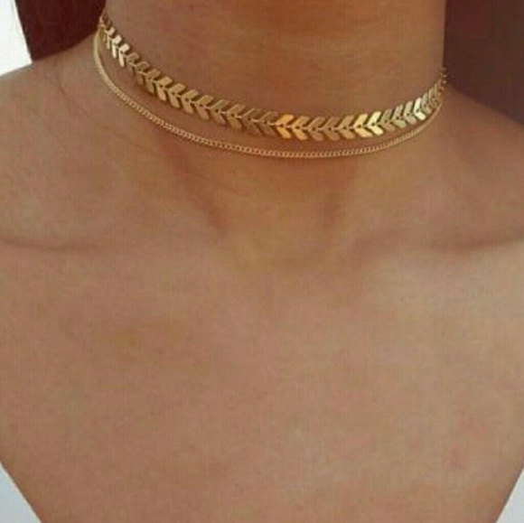 🔥2FOR$15🔥Gold Double Layer Chevron Chain Choker - Picture 4 of 4